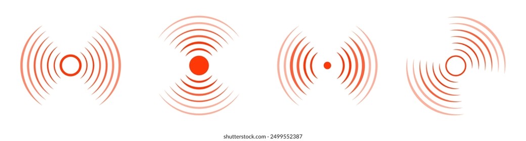 Set of vector red radar icons with editable strokes