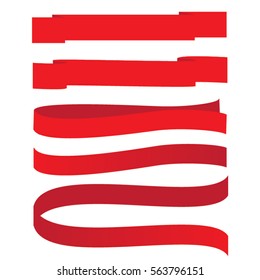 Set vector red ribbons banners flat isolated on white background, Illustration set of blue tape for business education.
