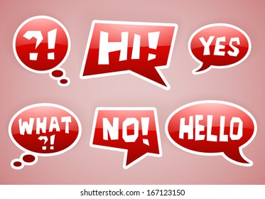 set of vector red speech bubbles with some signs