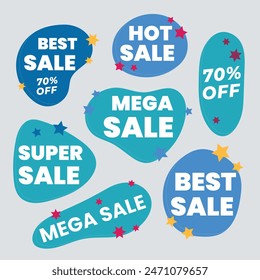 Set of vector red starburst, sunburst badges. Simple flat style vintage labels, stickers with sale discount text. Sale quality tags and labels. Template banner shopping badges.