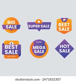 Set of vector red starburst, sunburst badges. Simple flat style vintage labels, stickers with sale discount text. Sale quality tags and labels. Template banner shopping badges.