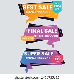 Set of vector red starburst, sunburst badges. Simple flat style vintage labels, stickers with sale discount text. Sale quality tags and labels. Template banner shopping badges.