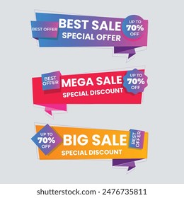 Set of vector red starburst, sunburst badges. Simple flat style vintage labels, stickers with sale discount text. Sale quality tags and labels. Template banner shopping badges.