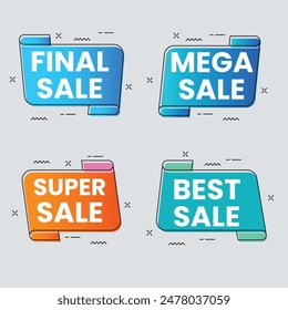 Set of vector red starburst, sunburst badges. Simple flat style vintage labels, stickers with sale discount text. Sale quality tags and labels. Template banner shopping badges.