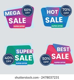 Set of vector red starburst, sunburst badges. Simple flat style vintage labels, stickers with sale discount text. Sale quality tags and labels. Template banner shopping badges.