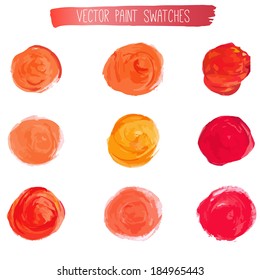 Set Of Vector Red Tint Paint Stains. Collection Of Lipstick Swatches.