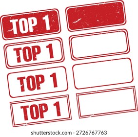 Set of vector red TOP icons and signs of different shapes.