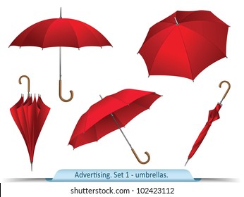 Set vector red umbrellas