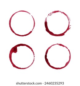 Set of vector red wine stains isolated on white background