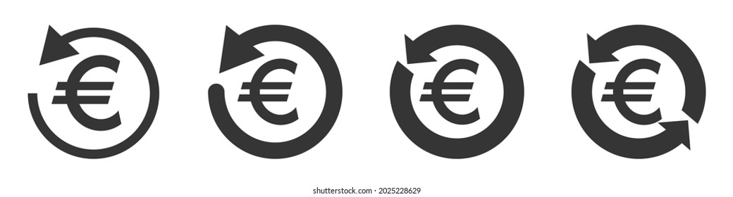 Set of vector refund money icons. Currency exchange or cash back icons isolated. Flat symbols of Financial services.