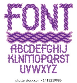 Set of vector regular capital alphabet letters isolated created using elegant flowing lines.