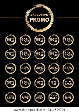 Set of vector resources for discounts, special offers and promotions on products for sale online