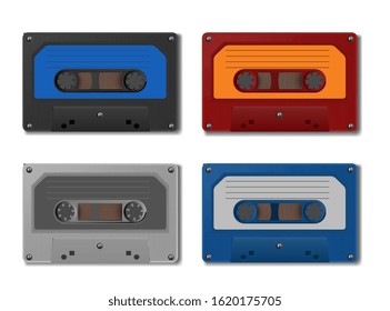 Set of vector retro audio cassettes.