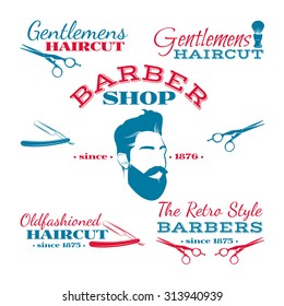 set of vector retro barber shop logo, labels, badges and design element for your design