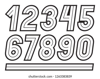 Set of vector retro bold numbers from 0 to 9 best for use in logotype design.