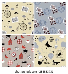 set of vector retro british patterns