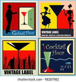 A set of vector Retro Cocktail labels/backgrounds for a 1950's style bar