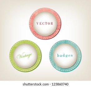 A set of vector retro elegant paper textured round banners / greeting cards