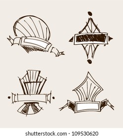 Set of vector retro emblems. Vintage identity elements. Vector frames for text. Sketches collection. Part 2