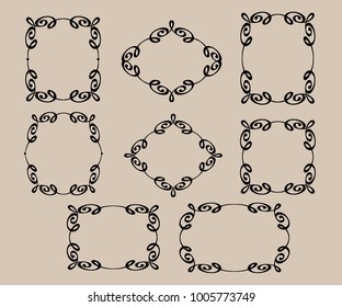 Set vector retro frames .Vector illustration. Black .