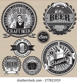 set vector retro icons to topic beer