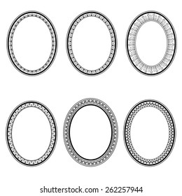 Set Of Vector Retro Oval Frame