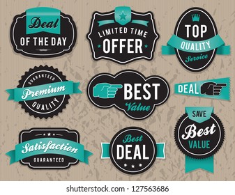 Set of vector retro retail labels and badges