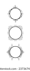 Set vector retro round frames