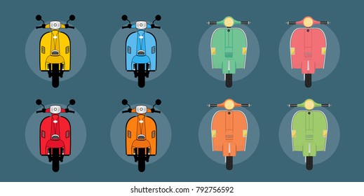 Set of vector retro scooters