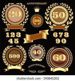 set vector retro signs for the anniversary