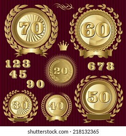 set vector retro signs for the anniversary