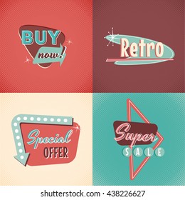 Set of vector retro signs elements