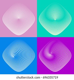 Set of vector rhombus elements from lines of various thickness, forming an optical illusion.  Retro abstract background