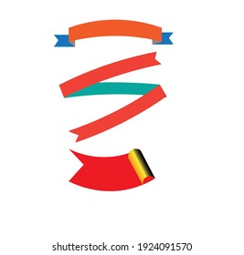 Set of vector ribbon or flat or minimalist ribbon clipart or logo 