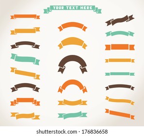 Set of vector ribbon icons. Labels with retro vintage styled design. There is blank place for your text.