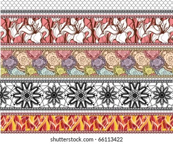 Set of vector ribbon with ornament
