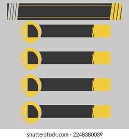 Set vector ribbon price list, with flat design. Yellow and black solid color.