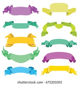 Set of vector ribbons in flat style