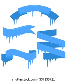 Set of vector ribbons with icicles for your business