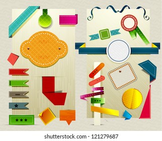 Set of vector ribbons and labels