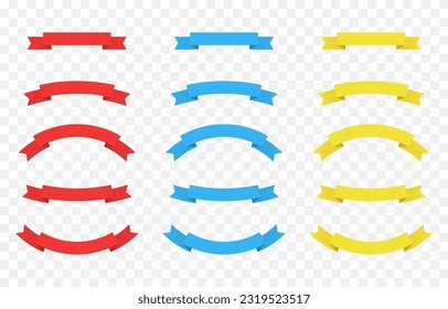 Set of vector ribbons. Ribbons png. Red, blue, yellow ribbons. Design element.