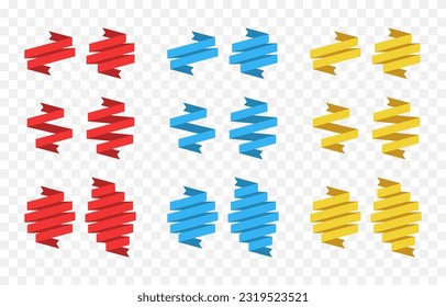 Conjunto de cintas vectoriales. Cintas png. Cintas rojas, azules y amarillas. Elemento de diseño.
