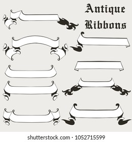 Set of vector ribbons in vintage style for design