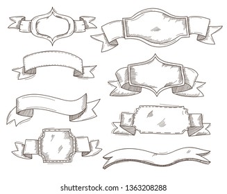 Set of vector ribbons for wedding invitations, business cards and websites