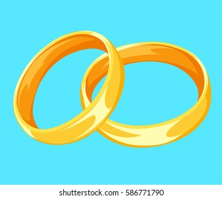 Set of vector ring illustration wedding.