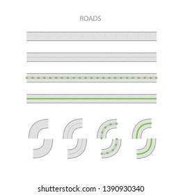 Set of vector roads on white background