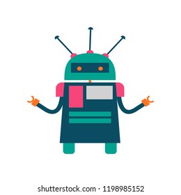 Set of vector robots in cartoon style. Isolated vector robots in a white background