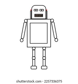 Conjunto de robots vectoriales al estilo de las caricaturas. Robots vectoriales aislados en un fondo blanco.Juego de caracteres robots para la animación con varias poses y gestos. Las emociones de la ciencia de la tecnología de la innovación robótica