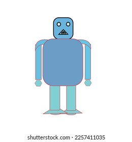 Set of vector robots in cartoon style. Isolated vector robots in a white background.Robot character set for the animation with various pose and gesture.Robot innovation technology science emotions.