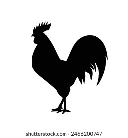 Set of vector rooster and chicken black silhouettes isolated on white background. Domestic animals hen vector illustration. hen art work.